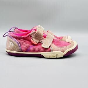 Plae Shoes Girls 12.5 Pink Purple Suede Mesh Ty Hook & Loop Athletic Sneakers